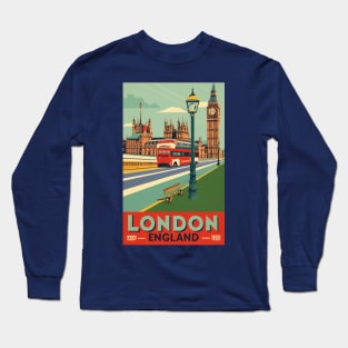 A Vintage Travel Art of London - England Long Sleeve T-Shirt